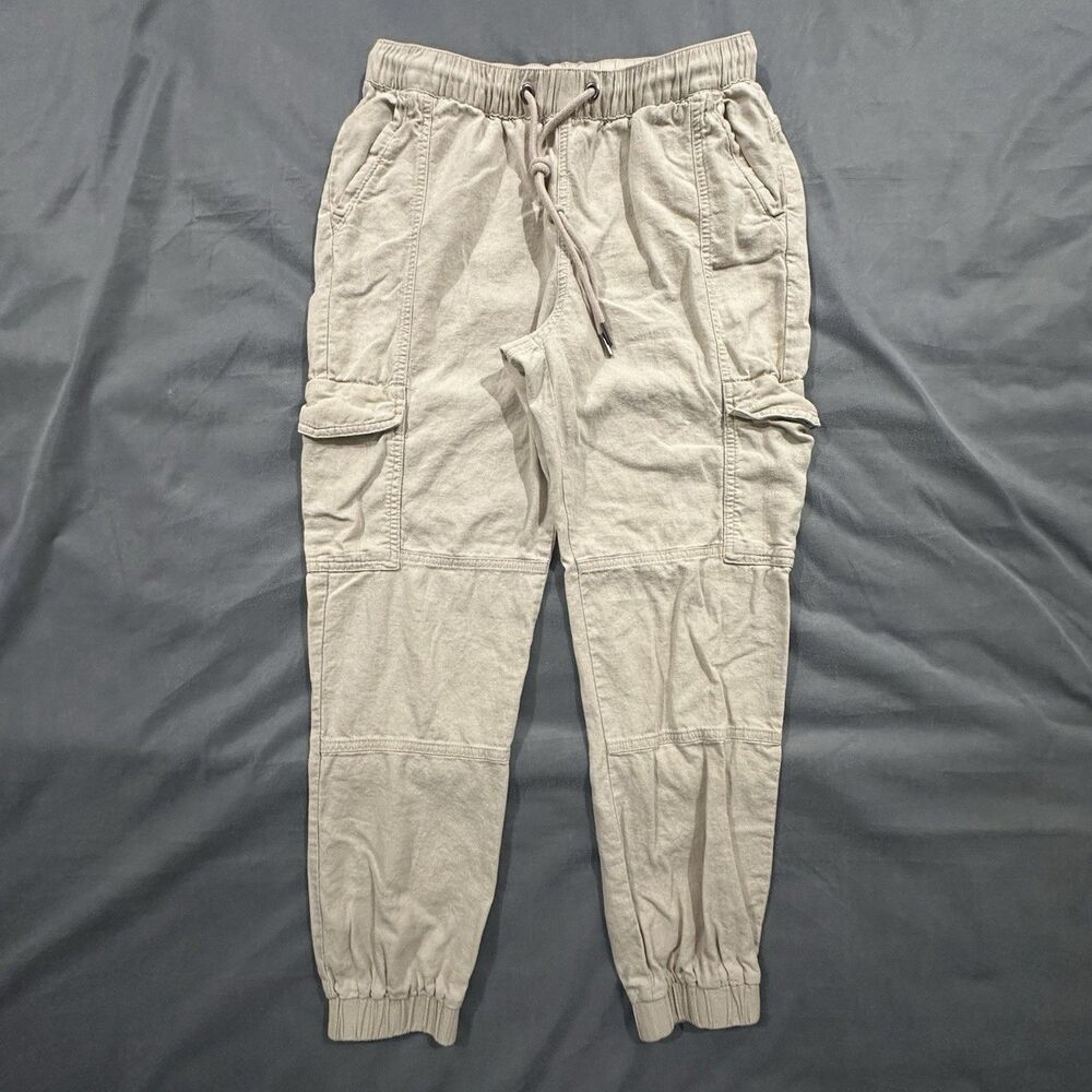 Rewash Cargo Pants Womens M Linen Rayon Blend Elastic Cuffs Joggers Beach Costal